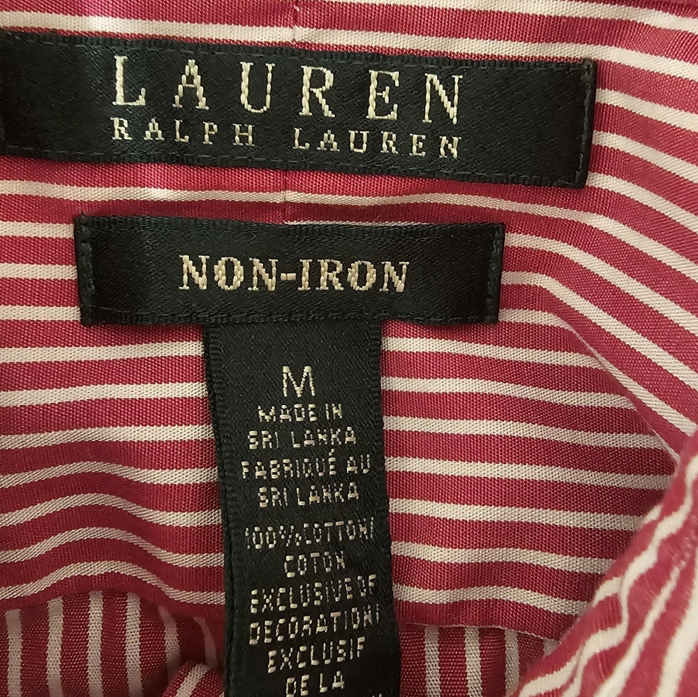 NWOT L-RL Women's Red/Purplish Striped Button Up Shirt Size-Medium - Picture 4 of 6